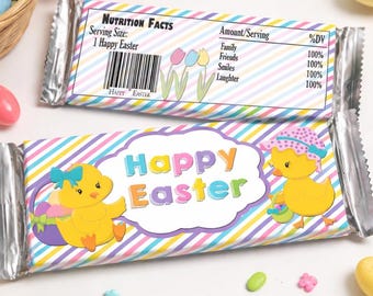 EASTER CANDY BAR Wrappers - Easter Chick Candy Bar Labels - Happy Easter Candy Wrappers - Diy Easter Gifts - Printable Easter