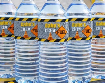 CONSTRUCTION WATER Bottle LABELS -  Construction Party - "Construction  Water Bottle Wraps" - Little Worker Water Labels - Construction