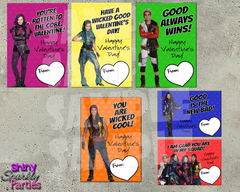 DESCENDANTS VALENTINE CARDS Descendants Valentines Kids Etsy
