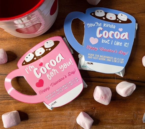 Valentines Hot Chocolate Tags, Valentine's Day Classroom Gift, Hot Cocoa Treat Toppers, Kids Classroom Valentines Gift, School Valentine,