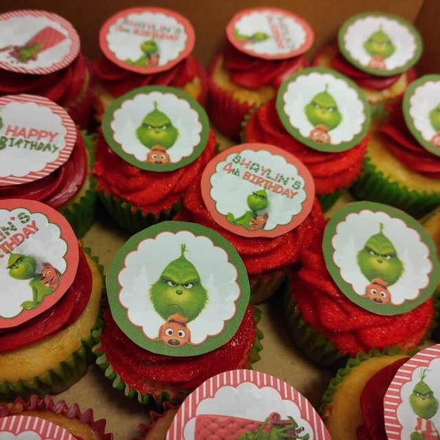 GRINCH CUPCAKE TOPPERS the Grinch Party Party Circles Etsy