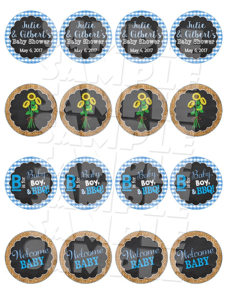 RUSTIC BABY SHOWER Cupcake Toppers Cupcake Signs Gingham Etsy