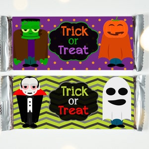 Emballages HALLOWEEN CANDY BAR, friandises d&#39;Halloween, emballages de barre chocolatée, effrayant, cadeaux d&#39;Halloween, cadeaux de fête costumés, des bonbons ou un sort,