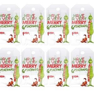 GRINCH GIFT TAGS Grinch Christmas Gift Tags Merry Grinchmas | Etsy