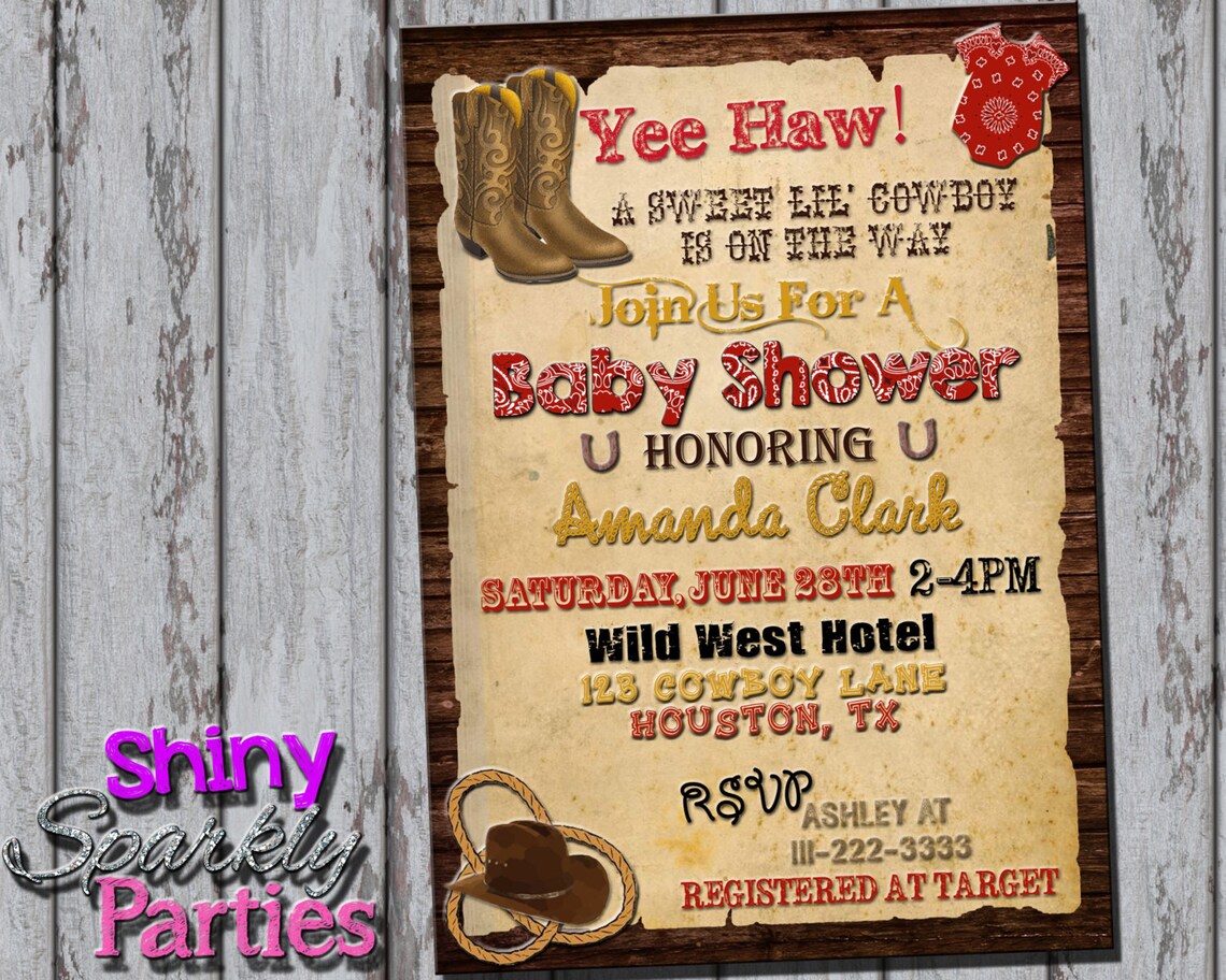 WESTERN BABY SHOWER Invitation Cowboy Baby Shower Western Etsy