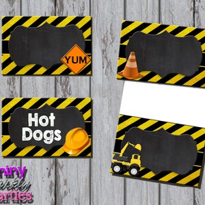 CONSTRUCTION LABELS - Construction Buffet Labels - Construction FOOD Station Signs - Little Worker Party - construction birthday signs