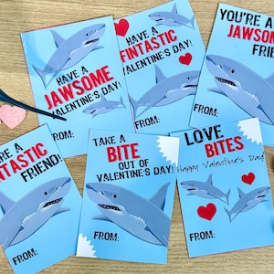 SHARK VALENTINES - Shark Valentine Cards - Valentines for boys - Fish Valentines - Valentines for school  Classroom Valentines Diy Printable