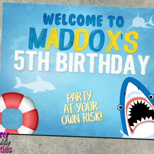 SHARK PARTY SIGN, Shark Party Decor, Shark Birthday, Welcome Sign, Beach, Shark, Shark Party, Pool Party, Shark Infested, Shark Sign,