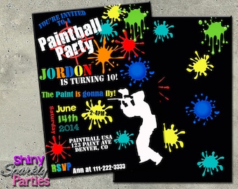 PAINTBALL INVITATION, Paintball BIRTHDAY Invitation, Paintball Invite, Paintball Birthday Party Invitation, Teen boy, paintball party,