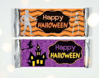HALLOWEEN CHOCOLATE Bar WRAPPERS, Halloween Party Favors, Candy Wrappers, Candy Wraps, Halloween Candy, Trick or Treat, Happy Halloween, diy