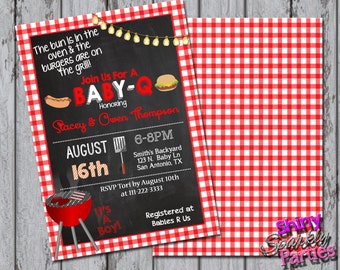BABY Q shower INVITATIONS, "Bbq Baby Shower Invitation"  baby q shower, babyq invitations, Couples Shower Invitation,  Baby Shower Invite