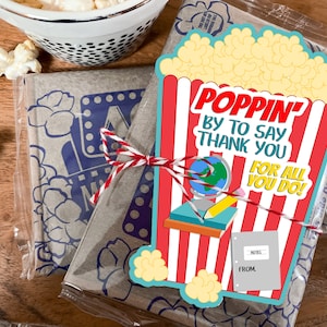 Teacher Appreciation Popcorn Tags, Popcorn Stickers, Boy Girl Kids Classroom Labels, Poppin&#39; Teacher Popcorn Labels, Popcorn Bucket Tags