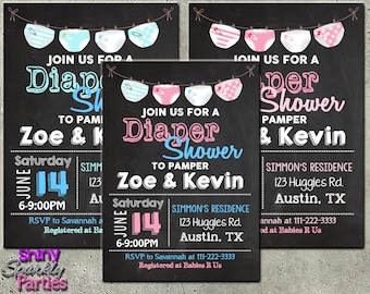 DIAPER PARTY INVITATION, "Diaper Shower Invitation", Couples Shower, Coed Shower, Diaper and Wipes Party, Baby Sprinkle, Baby Diaper,