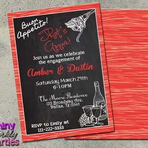 Italian Theme, italian invitations, ENGAGEMENT PARTY INVITATION, Italian Dinner Invitation, italian invitation  pasta party that&#39;s amore