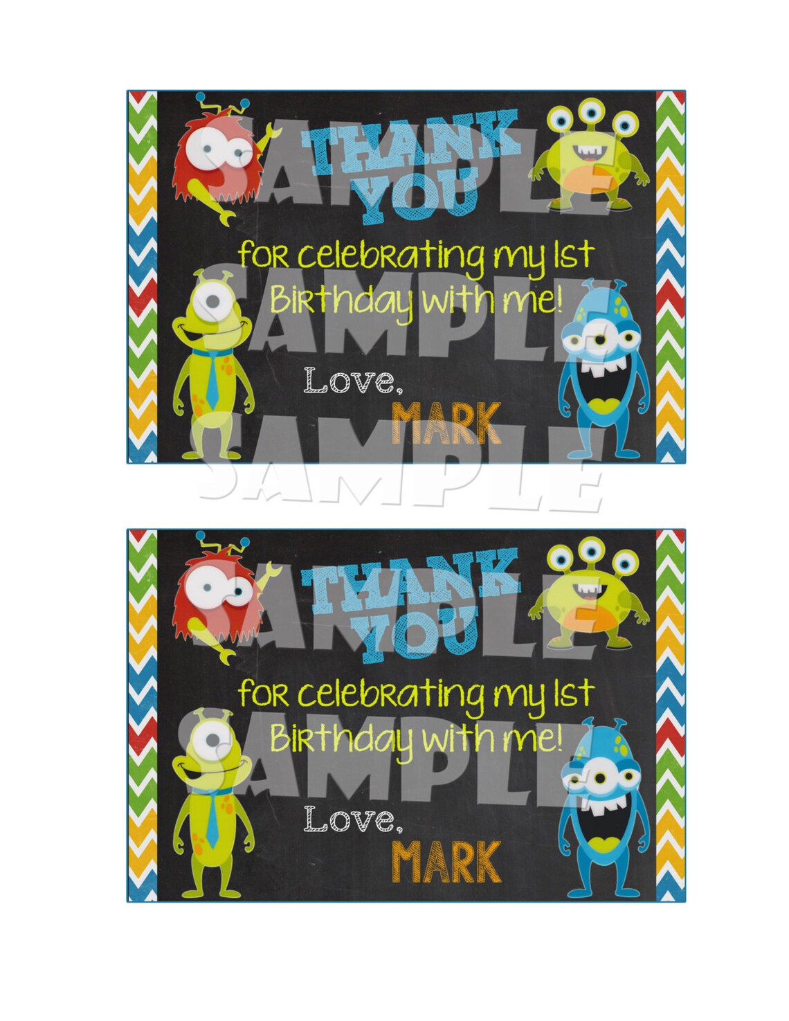 MONSTER THANK YOU Card Little Monster Card Monster Birthday - Etsy