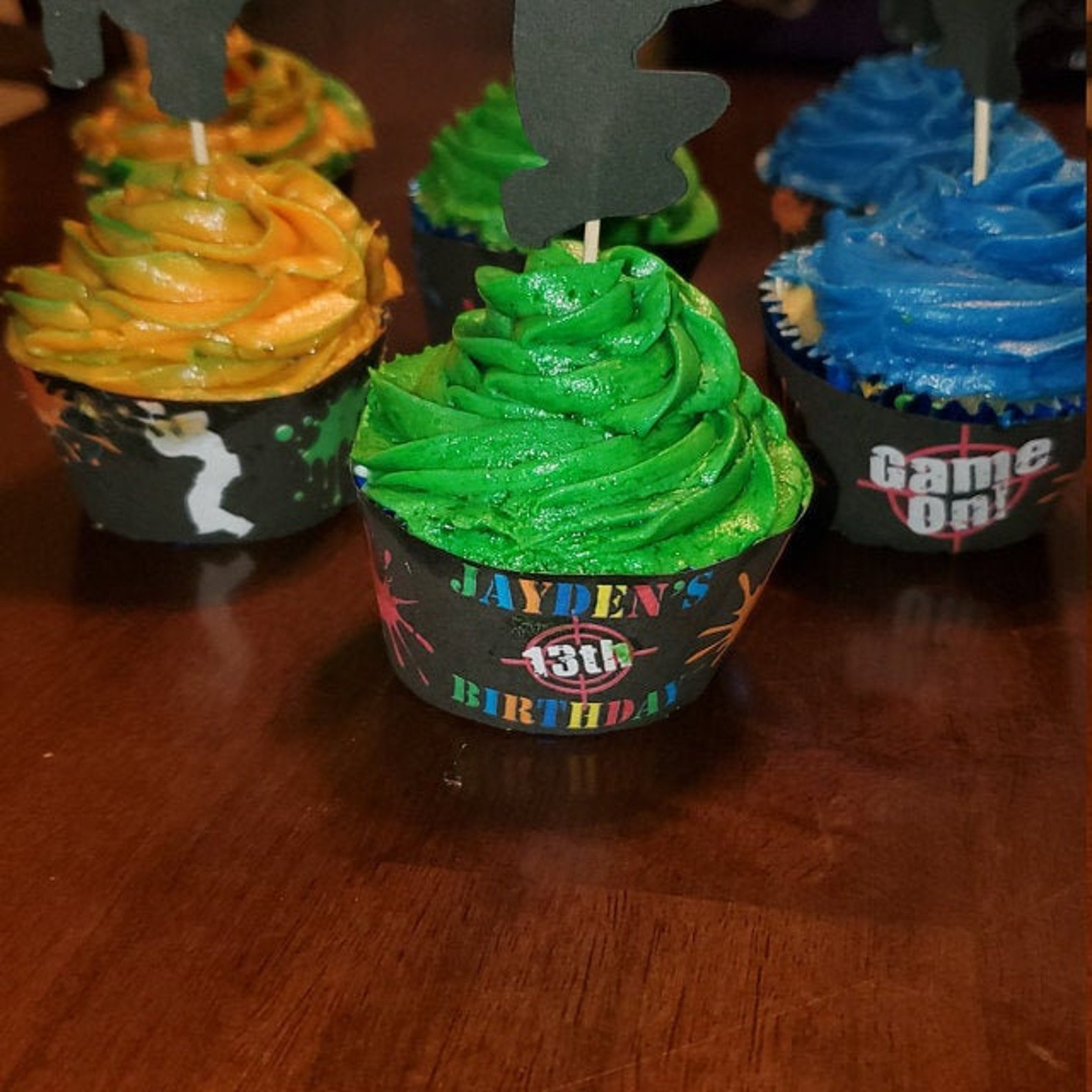 PAINTBALL CUPCAKE TOPPERS and Cupcake Wrappers Paintball Etsy