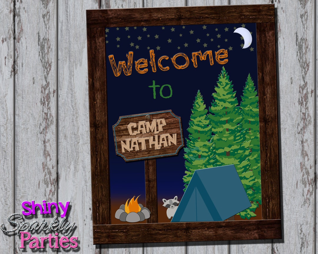 CAMPING PARTY SIGN, Camping Birthday Party Sign, Camping Welcome Sign ...