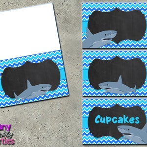 SHARK FOOD TENTS, Shark Birthday, Shark Party, Shark Food Labels, Buffet Labels, Food Signs, Shark Birthday Decor, Food Station Signs,