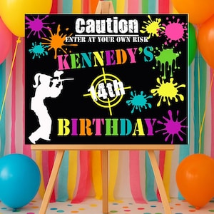 PAINTBALL PARTY DECOR - Paintball Party Sign - Paintball Birthday Decoration - Splattered Paint - Paintball Sign - Teen Birthday Party image 3
