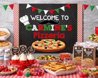 Pizza Party Printable Sign, Pizza Birthday Welcome Sign, Chalkboard Pizzeria Party Decor, Digital Pizza Party Sign