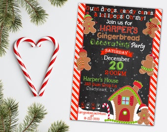 GINGERBREAD PARTY INVITATION, Cookie Decorating Party Invite,Christmas Gingerbread, Christmas Party, Birthday Winter, Gingerbread Man,