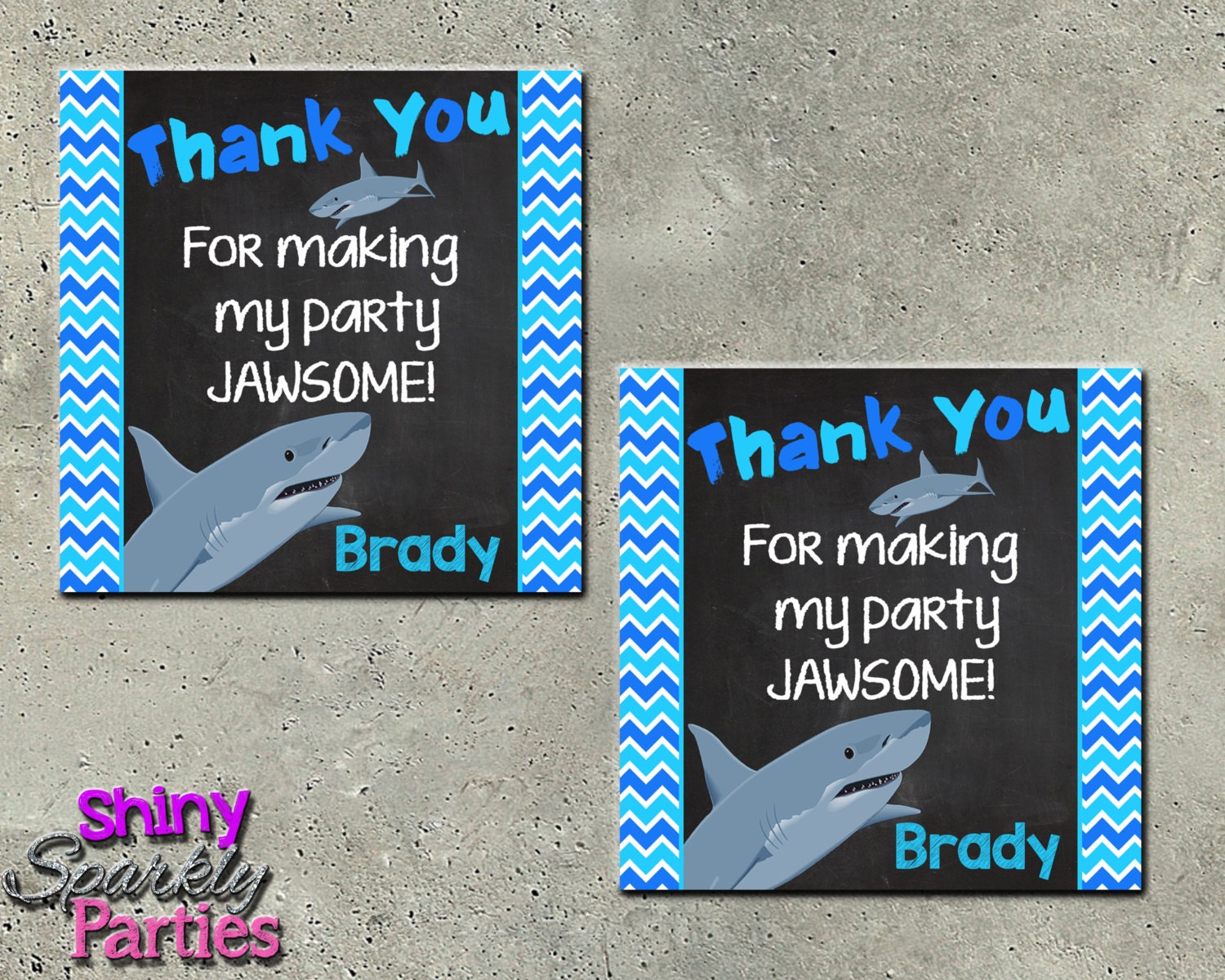 SHARK FAVOR TAGS - Shark Tags - Shark Thank You Tags - Pool Party Tags - Pool Party Favors - chalkboard - shark birthday shark party favors
