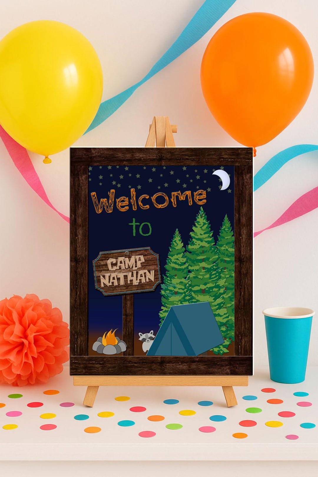 CAMPING PARTY SIGN, Camping Birthday Party Sign, Camping Welcome Sign ...