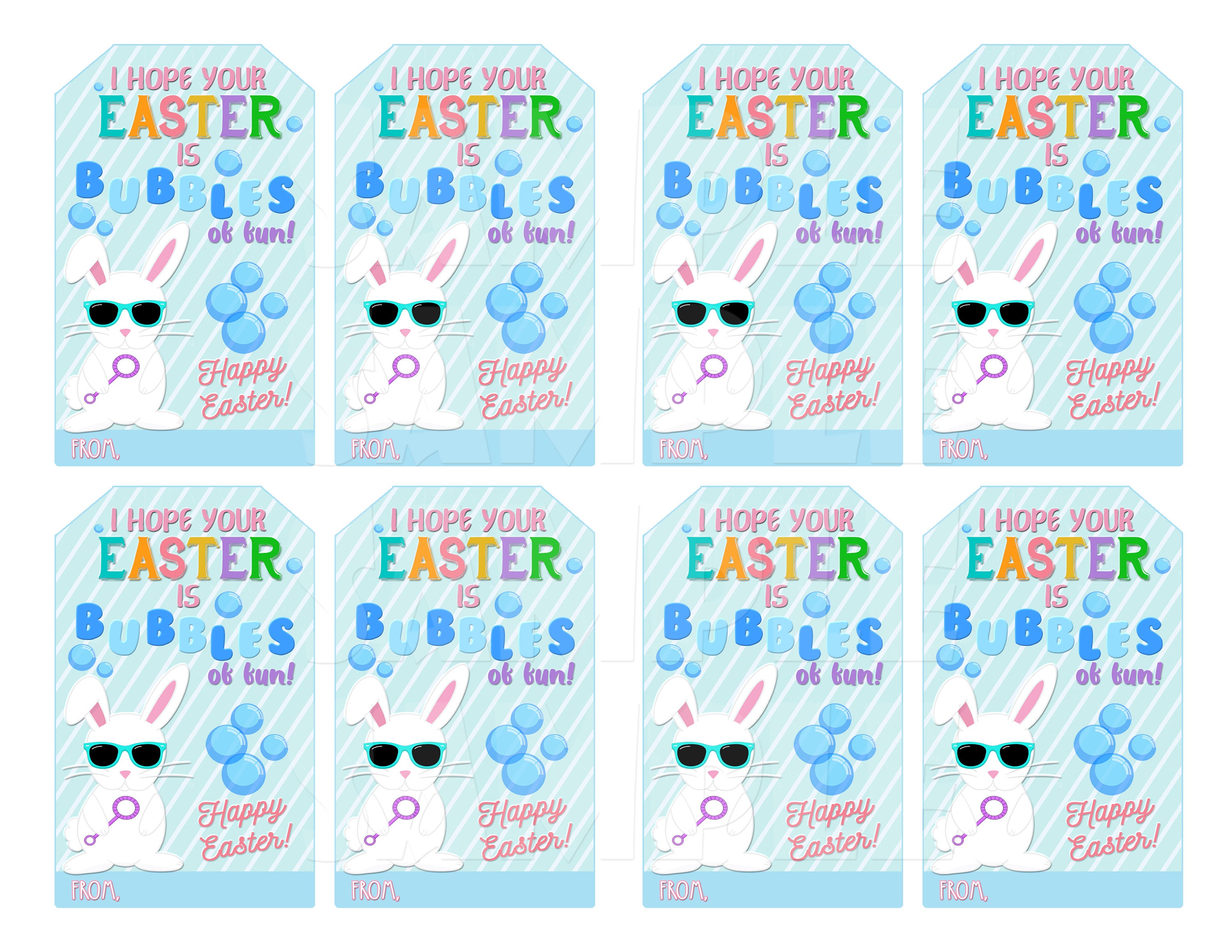 EASTER Bubbles GIFT Tags, Easter Bunny Tags, I Hope Your Easter is ...