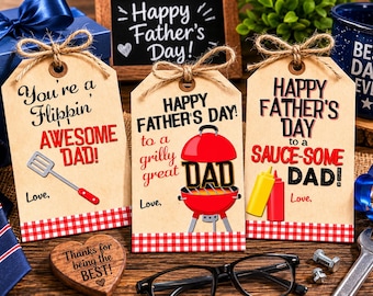 FATHER'S DAY Gift TAGS, Bbq Tags, Happy Father's Day, Grilling Tags, Dad's Day, Grilling Themed Gift Tags, Diy Father's Day, Printable