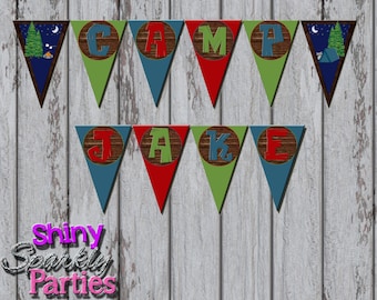 CAMPING BIRTHDAY DECORATIONS, Camp Party Banner, Camp In Pendant Banner, Camping Birthday, Camp Party, Summer Camp, Rustic, Party Decor, Diy