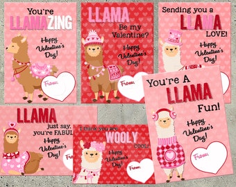 LLAMA VALENTINE CARDS, Valentines for school, Llama Valentines, Classroom Valentines, Llamas, Valentines for girls, diy v-day card, Cute