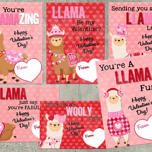 LLAMA VALENTINE CARDS, Valentines for school, Llama Valentines, Classroom Valentines, Llamas, Valentines for girls, diy v-day card, Cute