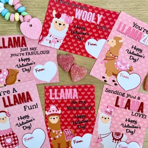 TARJETAS DE SAN VALENTÍN CON LLAMA, San Valentín para la escuela, San Valentín con llama, San Valentín para el aula, Llamas, San Valentín para niñas, tarjeta de San Valentín hecha a mano, Linda