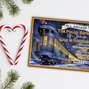 POLAR EXPRESS INVITATION, Polar Express Birthday Invite, Christmas Pajama Party, Winter Birthday, Train Birthday, Christmas Party, Sleepover