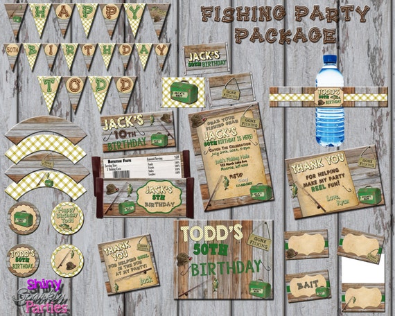 FISHING PARTY PACKAGE, Printable Birthday, Fishing Birthday Party