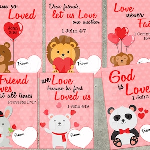 BIBLE VERSE VALENTINES, Bible Scripture Valentine Cards, Classroom Valentines, Religious Valentine's Day Cards, Personalized Valentines, Diy