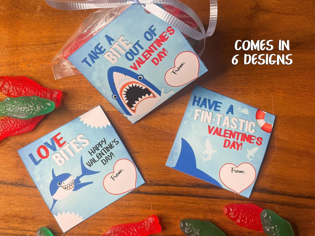 Shark Valentine Cards, Shark Kids Valentine Printable, Jaw-some ...