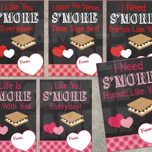 S&#39;MORES VALENTINES PRINTABLE, S&#39;more Valentine Cards, Smores Tags, Valentines for School, Classroom Valentines for Kids, Kids V-day Cards