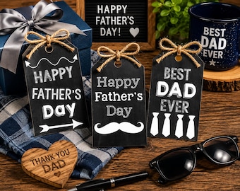 ETIQUETAS DE REGALO DE PIZARRA PARA EL DÍA DEL PADRE - Etiquetas para el Día del Padre - Etiquetas de regalo DIY para el Día del Padre - Día del Papá - Descarga instantánea para el Día del Padre, El Mejor Papá,