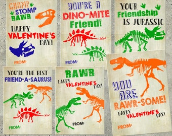 DINOSAUR VALENTINE CARDS, Valentines for Boys, Dino Valentines, Classroom Valentines, Valentine's Day Cards, Valentines for School, T-rex,