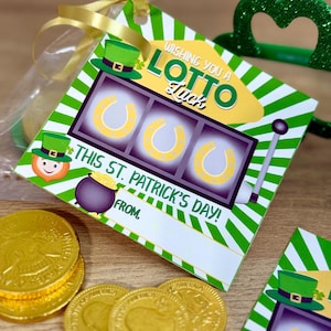 Tagi na Dzień Świętego Patryka, Życzymy Ci Szczęścia w Lotto, Prezent w postaci losu na loterię, Prezent dla współpracownika, Materiały do druku na Dzień Świętego Patryka, Tagi na prezenty ze skrzatem,
