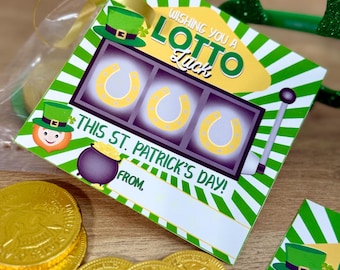 St. Patrick's Day Tags, Wishing You A Lotto Luck, Lottery Ticket Gift, Coworker Gift, St. Patrick's Day Printables, Leprechaun Gift Tags,