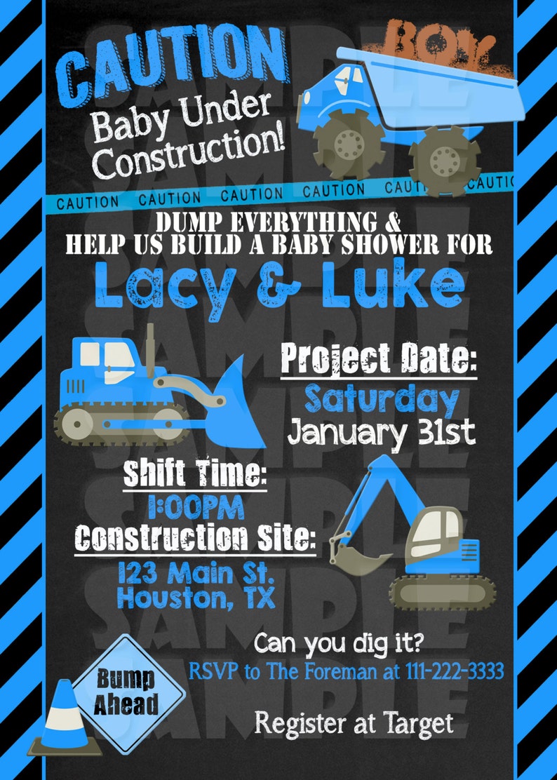 CONSTRUCTION BABY SHOWER Invitation Baby Boy Shower Etsy