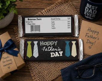 Envoltorios imprimibles para barras de chocolate del Día del Padre - Manualidades para el Día del Padre - Envoltorios de chocolate con diseño de pizarra para el Día del Padre - Día del papá - Descarga instantánea
