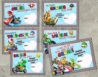 MARIO KART VALENTINES - Super Mario Valentine Cards - Mario Cart - Boy's Valentines - Printable - Valentines for Boys - Gaming Cards, Yoshi