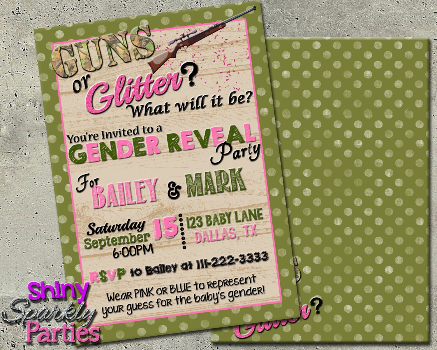 Paper & Party Supplies Invitations & Announcements Guns or Glitter