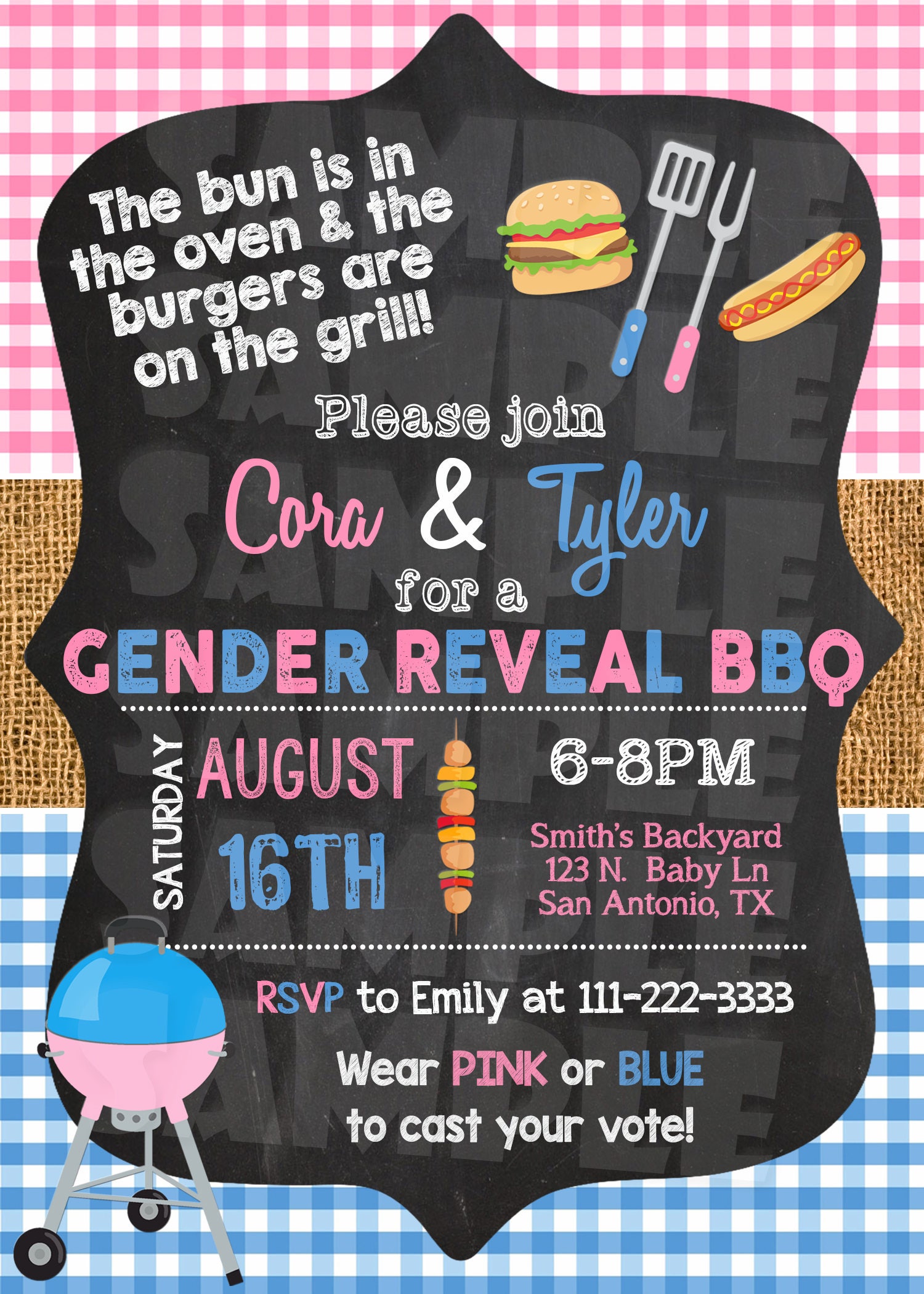 BBQ GENDER REVEAL Invitation gender Reveal Party image