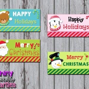 CHRISTMAS TREAT BAG Toppers, Christmas Gift Tags for Bags, Holiday Treat Bag Tags, Holiday Treat Toppers, Santa, Snowman, Penguin Tags