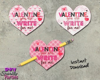 PENCIL VALENTINES - Heart Valentine Cards - Valentines for school - School Valentines - Classroom Valentines - DIY Valentines for pencils