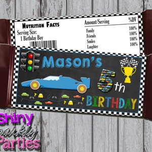 RACE CAR Candy Bar WRAPPERS, Racing Birthday, Race Car Party Favors, Chocolate Bar Wrappers, Racing Party Decor, Decoration, Cars, Boy